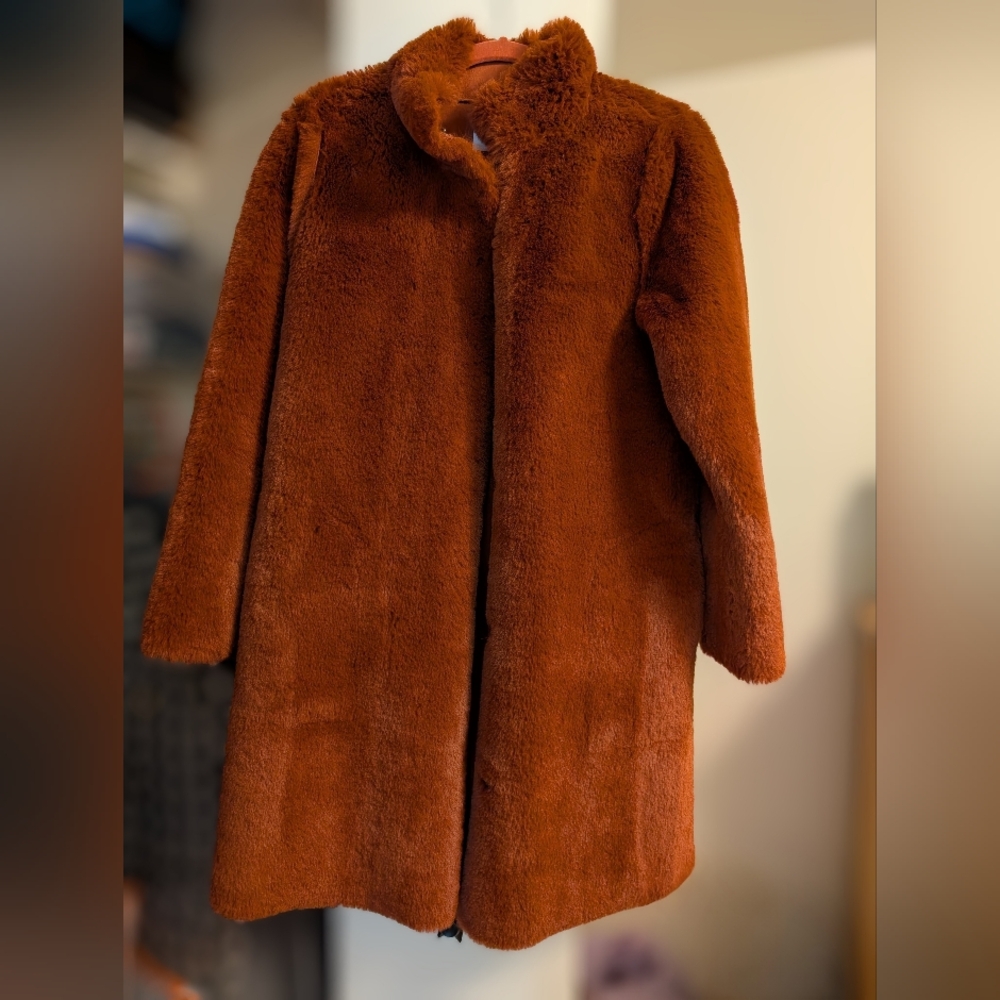 Velvet by Graham & Spencer Burnt Orange Reversible Faux Fur Coat